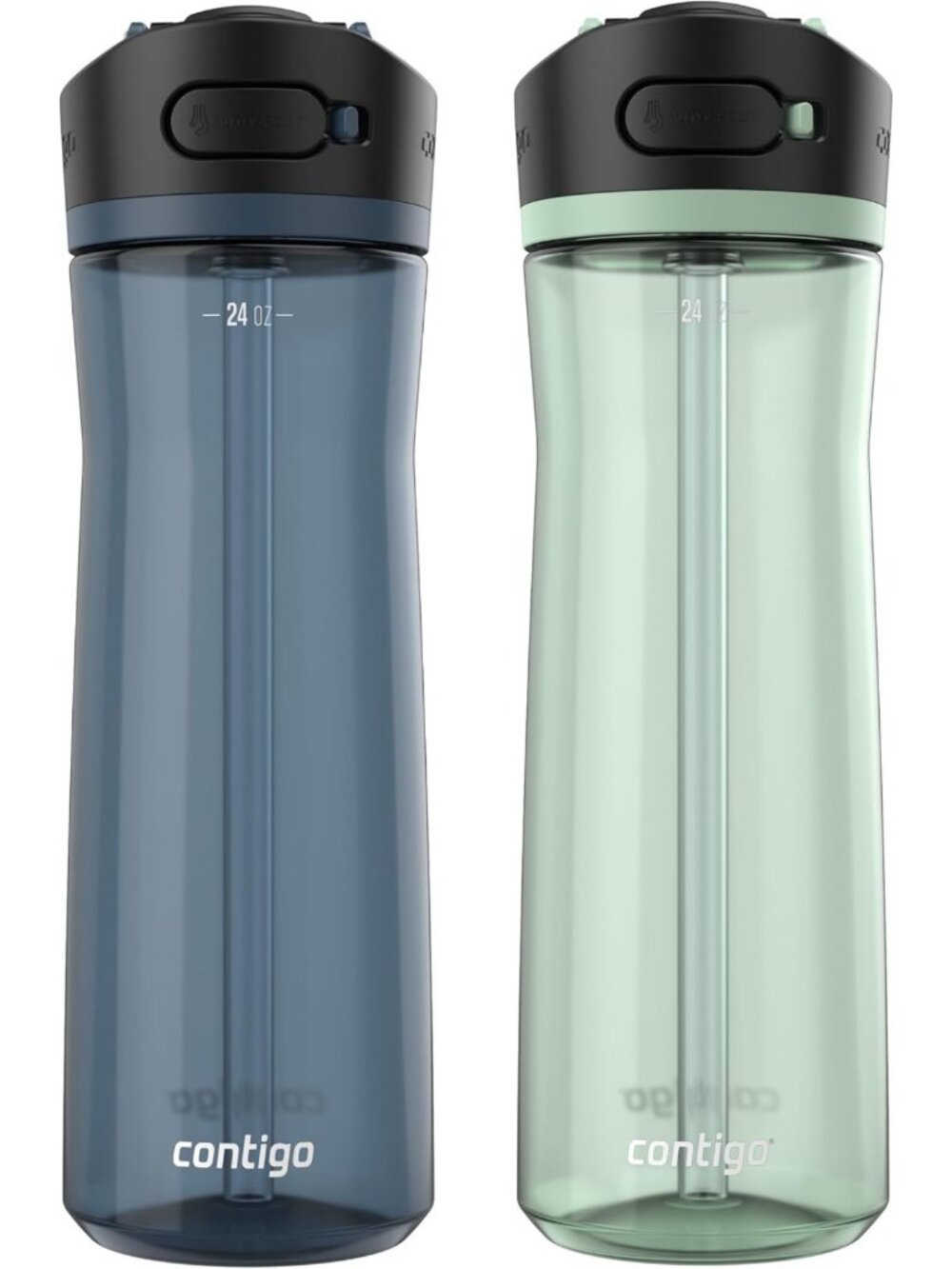 24 oz AUTOSPOUT Water Bottle 2-Pack - Leak-Proof, BPA-Free, Stylish Colors